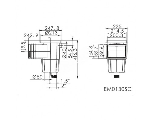 Скиммер Aquaviva EM0130-SC Standart (под бетон) квадратная крышка для бассейна