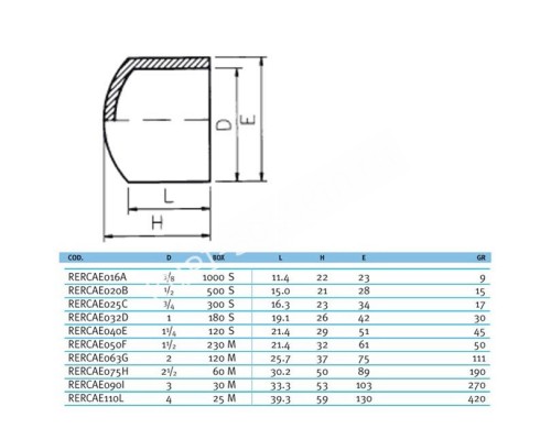 Заглушка клеевая EFFAST d25 мм (RDRСAD0250) для бассейна