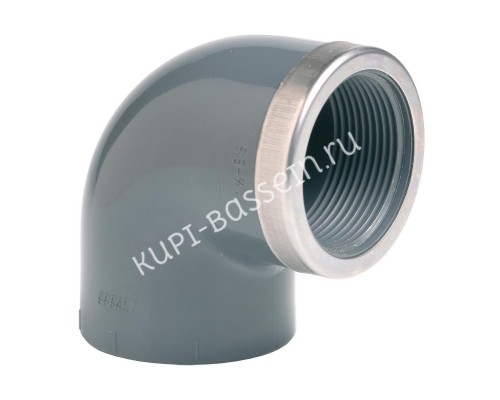 Угол 90° c металлическим кольцом EFFAST d63x2" (RGRGOR063G) для бассейна