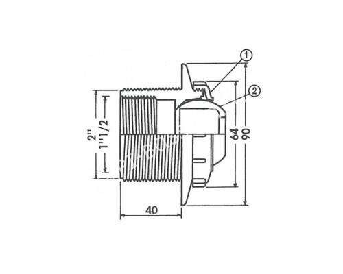Форсунка стеновая Hayward 3310 2"/1½" под бетон для бассейна