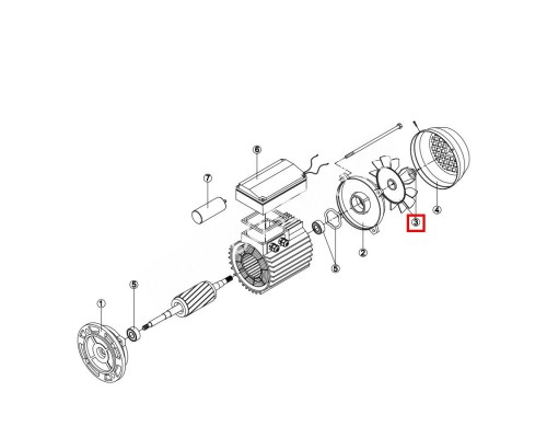 Вентилятор эл.двигателя для насоса KAP/KA/KAN/KT/BC/BCP MEC100 M2 (RMOT0003.05R) 