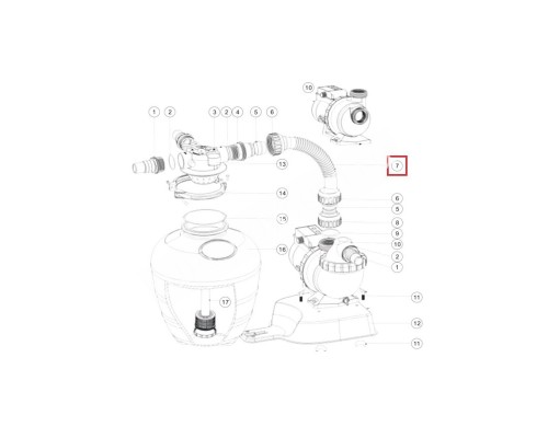 Шланг подключения фильт-насоса с муфтами для бассейна Aquaviva FSU