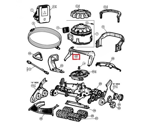 Корпус передней ручки пылесоса Hayward AquaVac 600/650 (RCX361331782237)