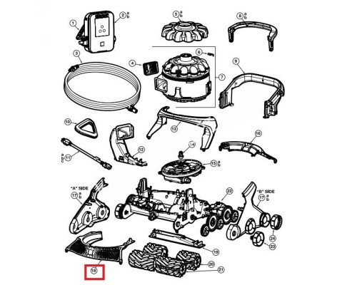 Передняя накладка корпуса для пылесоса Hayward AquaVac 600 и 650 (RCX361318236)