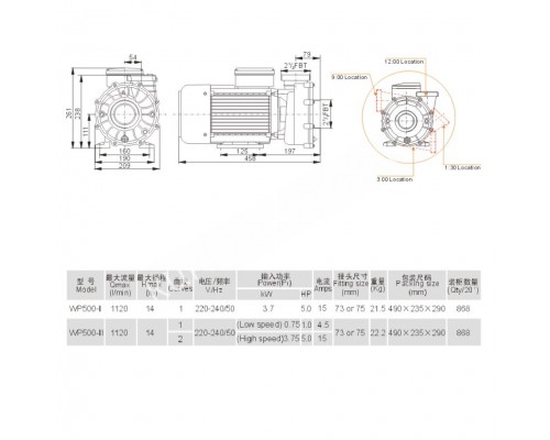 Насос Aquaviva LX WP500-I (220В, 67 м3/ч, 5HP) для бассейна