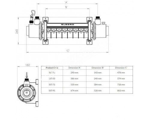 Теплообменник Elecro SST 75 кВт Titan для бассейна