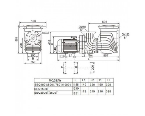 Насос Aquaviva LX SEQ1500 (380 В, 168 м3/ч, 15HP) для бассейна Насос Aquaviva LX SEQ1500 (380 В, 168 м3/ч, 15HP) для бассейна