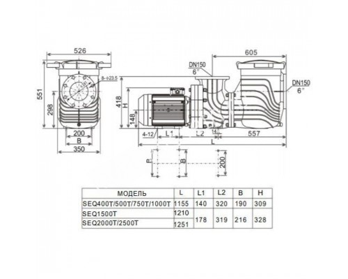 Насос Aquaviva LX SEQ1000 (380 В, 122 м3/ч, 10HP) для бассейна Насос Aquaviva LX SEQ1000 (380 В, 122 м3/ч, 10HP) для бассейна