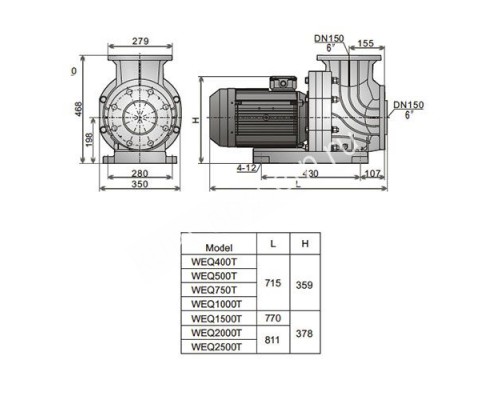 Насос Aquaviva LX WEQ500 (380 В, 82 м3/ч, 5HP) для бассейна