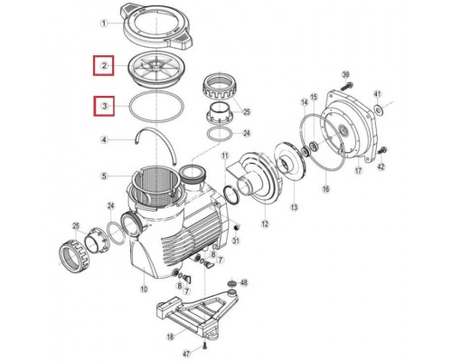 Крышка префильтра с уплотнительным кольцом для насосов Hayward K-FLO (RPUM0002.10R)