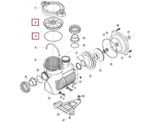 Крышка префильтра с уплотнительным кольцом для насосов Hayward K-FLO (RPUM0002.10R)