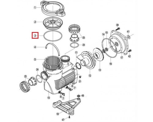 Уплотнительное кольцо крышки префильтра насоса Hayward K-FLO (RPUM0003.09R)