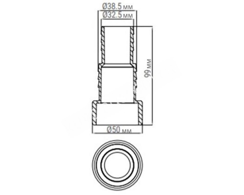 Соединитель шланга Aquaviva, клеевой (32/38х50 мм) для бассейна