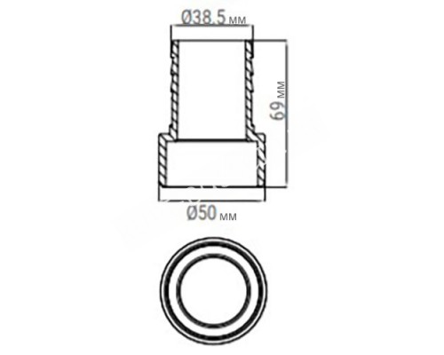 Соединитель шланга Aquaviva, клеевой (38х50 мм) для бассейна
