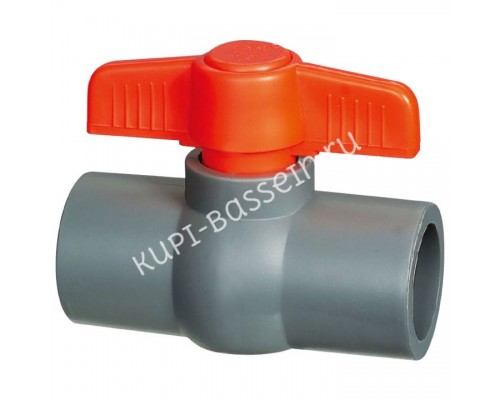 Кран шаровый ПВХ (неразборный) 32 мм для бассейна