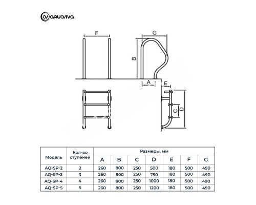 Лестница Aquaviva SP-315 (3 ступ.) из 2-х элементов для бассейна