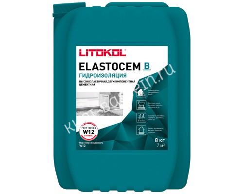 Гидроизоляция ELASTOCEM (А+B) компонент B (канистра) 8 л для бассейна Гидроизоляция ELASTOCEM (А+B) компонент B (канистра) 8 л для бассейна