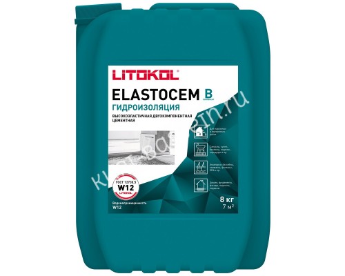 Гидроизоляция ELASTOCEM (А+B) компонент B (канистра) 8 л для бассейна