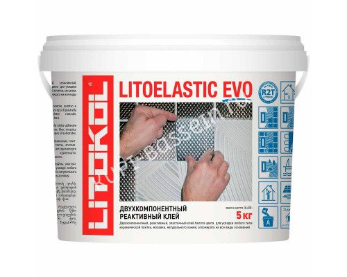 Клей LITOELASTIC двухкомпонентный белый A+В (ведро) 5 кг для бассейна Клей LITOELASTIC двухкомпонентный белый A+В (ведро) 5 кг для бассейна