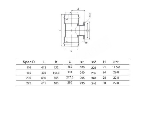 Тройник 90° раструбный с ПВХ фланцем 110 мм для бассейна