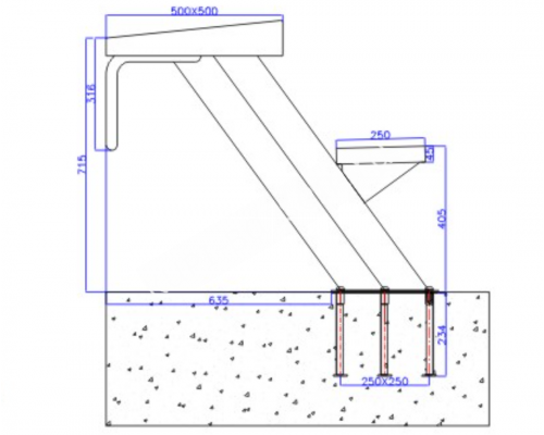 Стартовая тумба AquaViva наклонная из нержавейки для бассейна (700 мм)