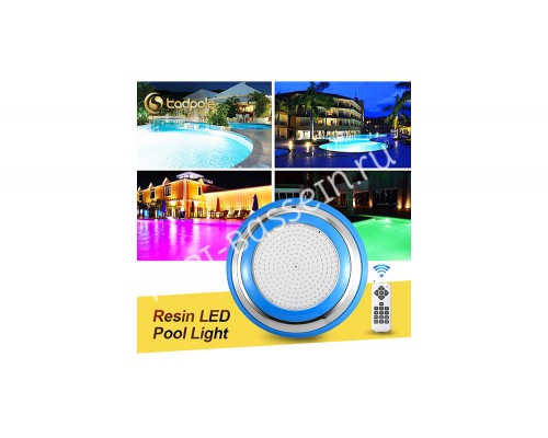 Прожектор накладной из нерж. стали рамка синяя (25Вт/12В) LED RGB с пультом Tadpole JKD-YC300-SP