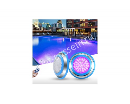 Прожектор накладной из нерж. стали рамка синяя (18Вт/12В) LED RGB с пультом Tadpole JKD-YC230-SP