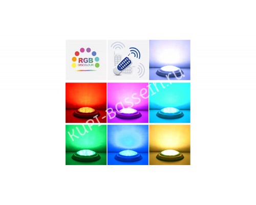 Прожектор накладной из нерж. стали рамка синяя (18Вт/12В) LED RGB с пультом Tadpole JKD-YC230-SP