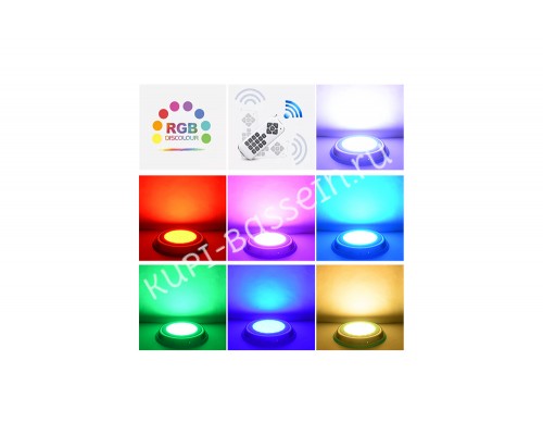 Прожектор накладной из нерж. стали рамка синяя (35Вт/12В) LED RGB с пультом Tadpole JKD-YC300-SP