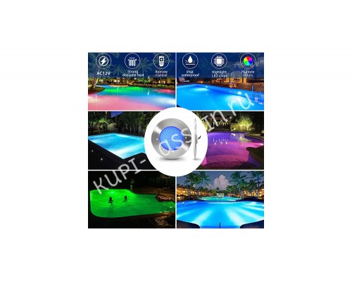 Прожектор  встраиваемый из нерж. стали (12Вт/12В) LED RGB с пультом Tadpole JKD-UT160-2SP