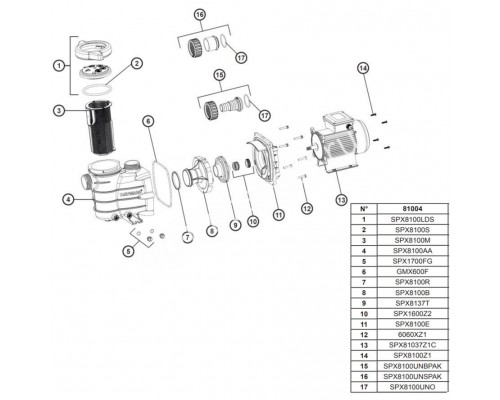 Насос Hayward PL 81004E2 (220V, пф, 10,8m3/h*8m, 0,53kW, 0,5HP) (SP8105XE81)