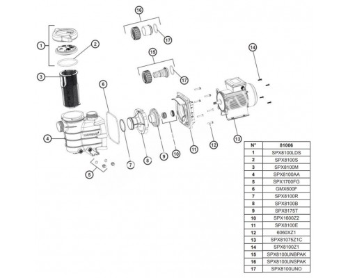 Насос Hayward PL 81006E2 (220V, пф, 15m3/h*8m, 1kW, 1HP)  (SP8110Z1CAIE2)