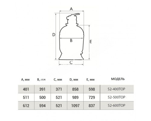 Фильтр (600 мм) (верхн. подсоед.) Kripsol S2-600TOP