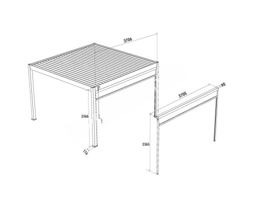 Защитный экран от ветра и солнца (ручное управление) 3 метра Белый