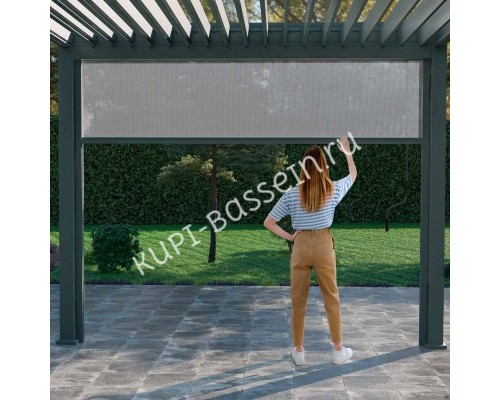 Защитный экран от ветра и солнца (с электроприводом) 4 метра Антрацит