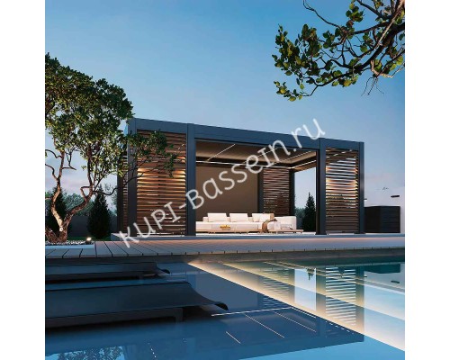 Пергола Aquaviva Элит Отдельностоящая (ламели с электроприводом) 3.6X4.0м RAL 7015