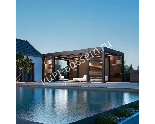 Пергола Aquaviva Элит Отдельностоящая (ламели с электроприводом) 3.6X4.0м RAL 7015