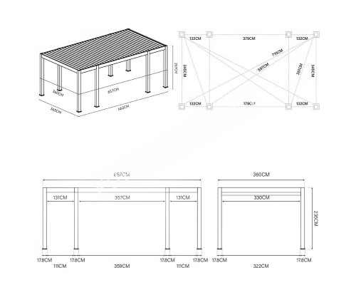 Пергола Aquaviva Элит Отдельностоящая (ламели с электроприводом) 3.6X6.57м RAL 7015