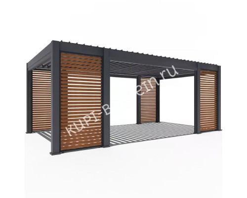 Пергола Aquaviva Элит Отдельностоящая (ламели с электроприводом) 3.6X6.57м RAL 7015