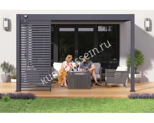 Пергола Aquaviva Модерн с креплением к стене (руч. упр. ламелями) 4X3м RAL 9016 (Белая)
