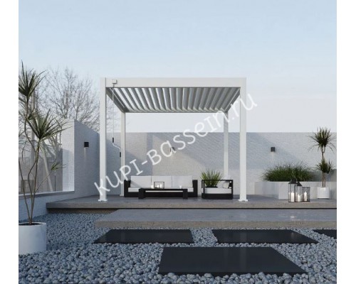 Пергола Aquaviva Модерн с креплением к стене (руч. упр. ламелями) 6X3м RAL 7015 (Антрацит)