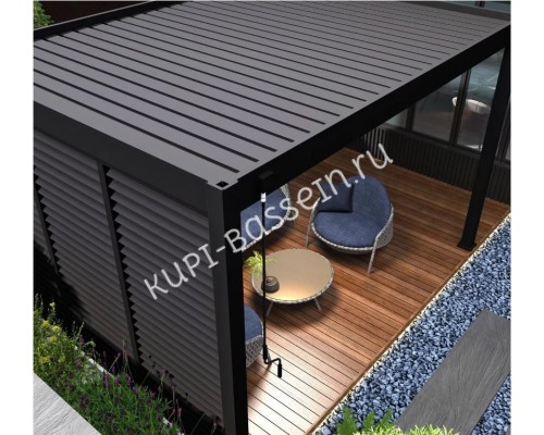 Пергола Aquaviva Модерн с креплением к стене (ламели с электропр.) 4X3м RAL 9016 (Белая)