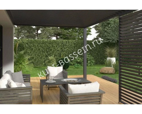 Пергола Aquaviva Модерн с креплением к стене (ламели с электропр.) 6X3м RAL 7015 (Антрацит)
