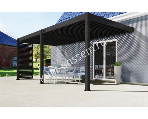 Пергола Aquaviva Модерн с креплением к стене (ламели с электропр.) 6X3м RAL 9016 (Белая)