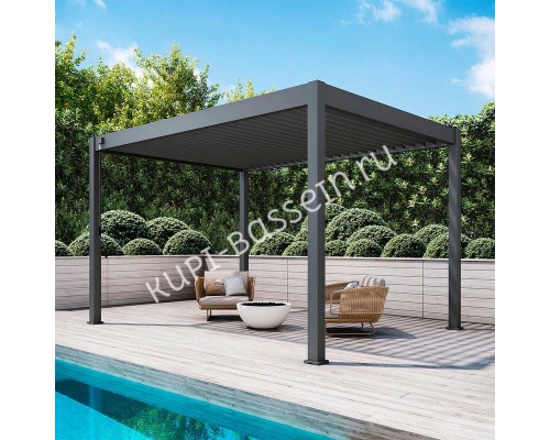 Пергола Aquaviva Модерн с креплением к стене (ламели с электропр.) 6X3м RAL 9016 (Белая)