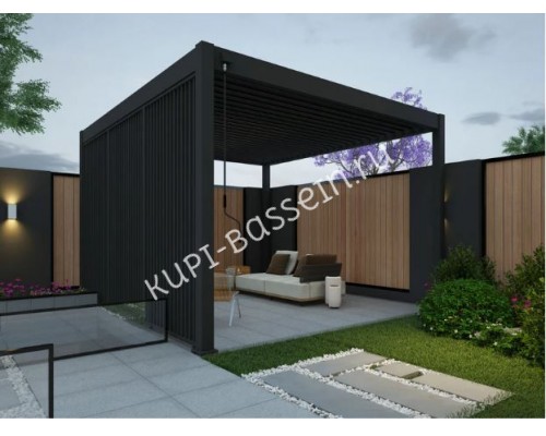 Пергола Aquaviva Авангард с креп. к стене (руч. упр. ламелями) 4X3.6м RAL 7015 (Антрацит)