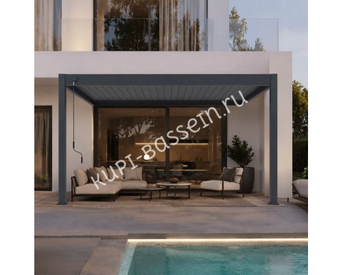 Пергола Aquaviva Авангард (к стене, руч. упр. ламелями, 3.6х4.0м, антрацит)