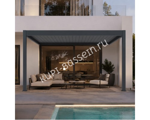 Пергола Aquaviva Авангард (к стене, ламели с электропр., 3.6х4.0м, антрацит)