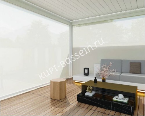 Пергола Aquaviva Авангард с креп. к стене (ламели с электропр.) 4X3.6м RAL 9016 (Белый)