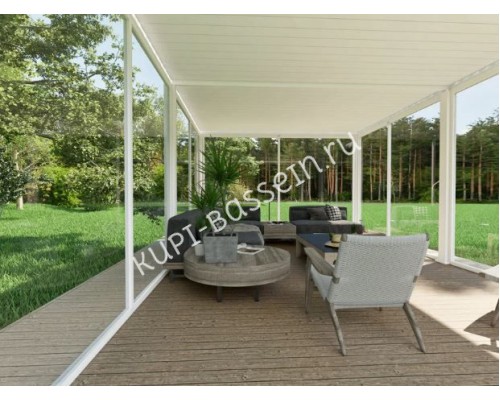 Пергола Aquaviva Авангард с креп. к стене (ламели с электропр.) 4X3.6м RAL 9016 (Белый)